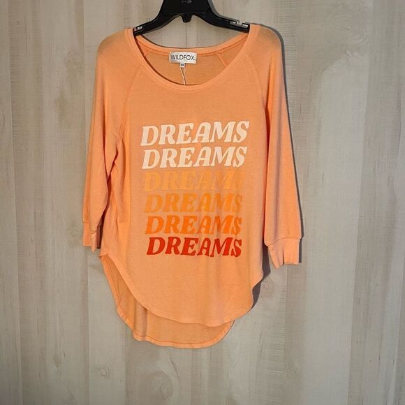 NWT Wildfox Dreams‎ Haley Raglan apricot wash, size XS - Picture 2 of 13